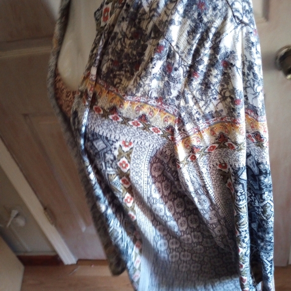 Parsley & Sage Floral abstract casual button down tunic hi low size large - Picture 4 of 8